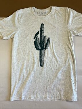 Moore Men's Heather Gray Cactus Graphic Short Sleeve Tee
